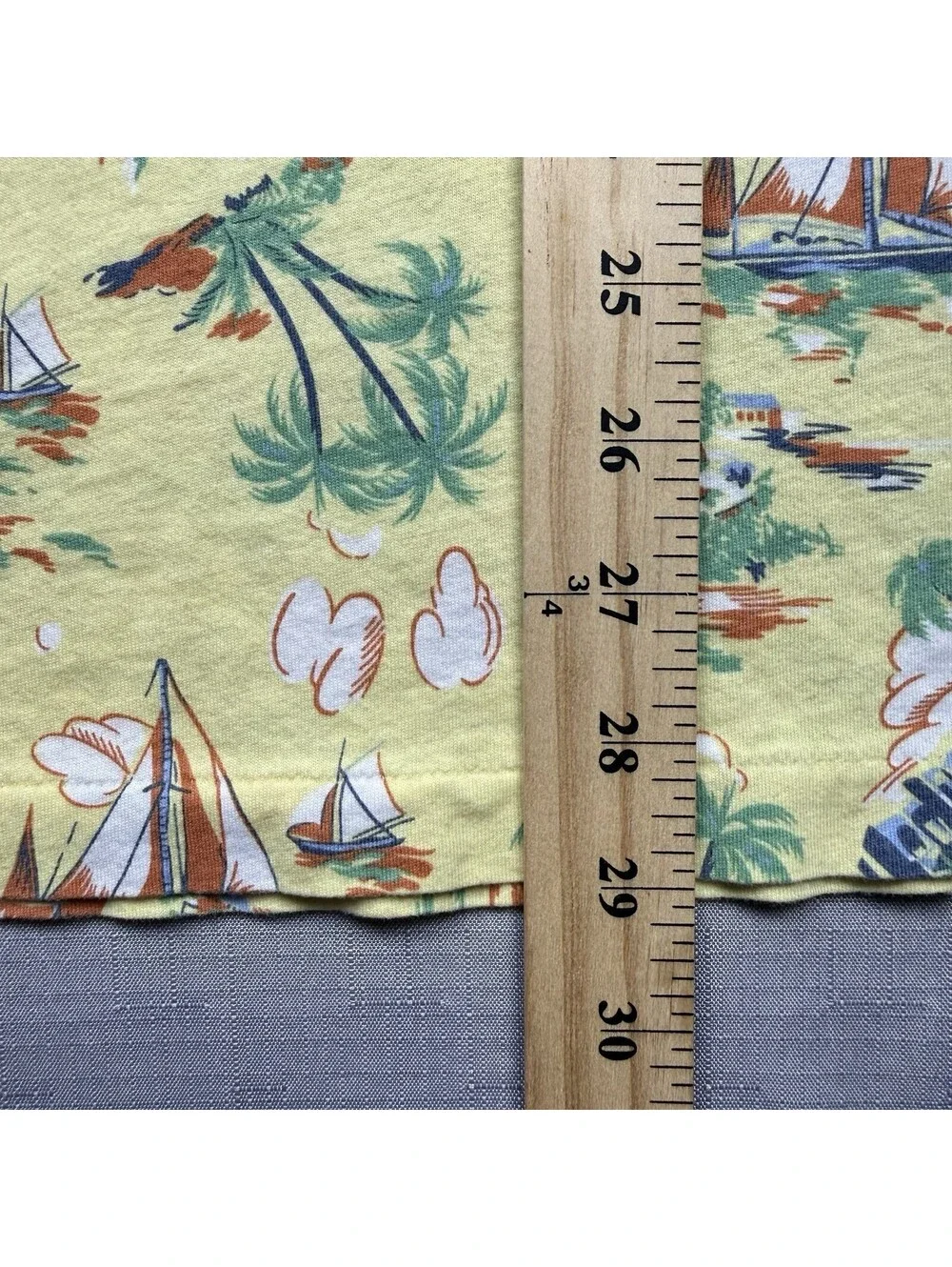 Polo Ralph Lauren Polo Shirt Mens Size L  Yellow Tropical Island Sailboat Print